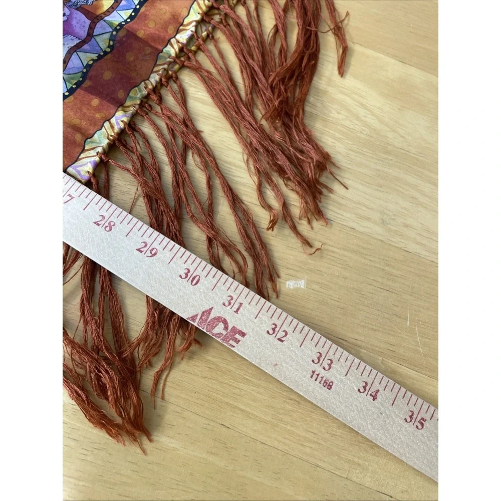 Canines and Felines Laurel Buch silk scraf Fringed Cat Dog lightweight Orange
